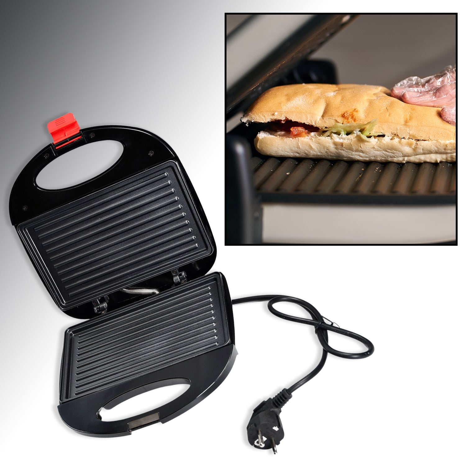2818 Sandwich Maker Makes Sandwich Non-Stick Plates| Easy to Use with Indicator Lights DeoDap 2818 Sandwich Maker Makes Sandwich Non-Stick Plates| Easy to Use with Indicator Lights DeoDap